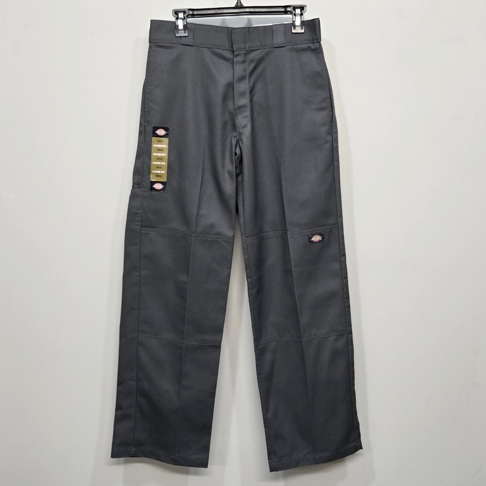 Dickies Loose Fit Work Pants 30x32 Gray Straight Leg Durable Double Knee Utility
